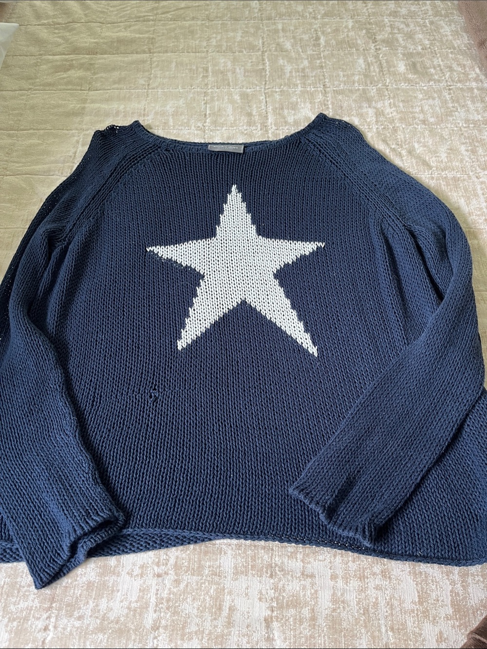 Wooden Ships Navy Knit Sweater with White Star size S/M